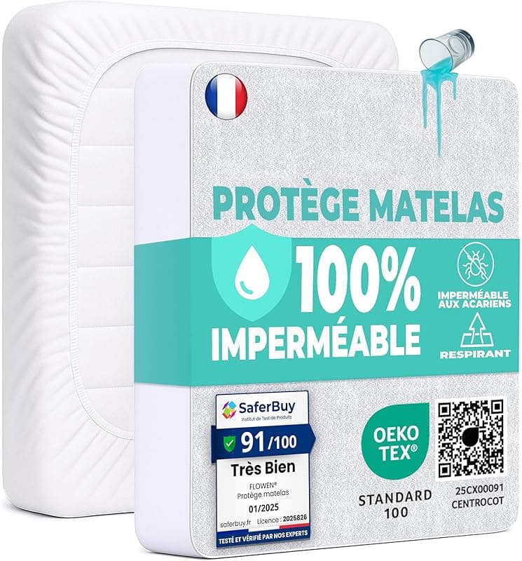 Alèse de protection lavable posée sur un lit