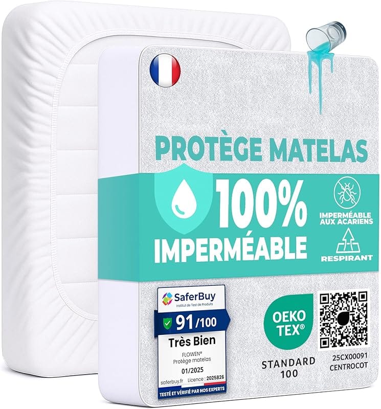 Alèse de protection lavable posée sur un lit