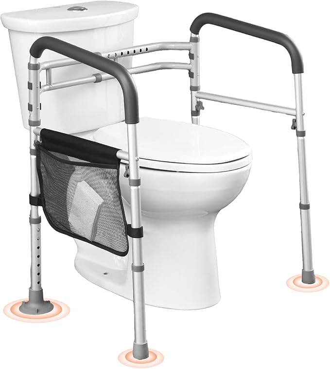 Cadre de toilette avec accoudoirs placé autour de WC