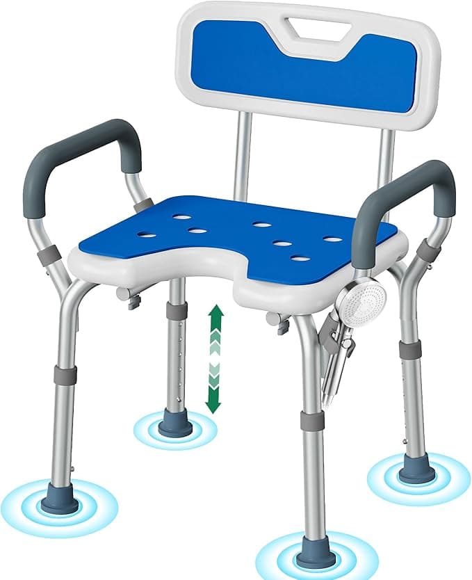 Chaise de douche avec accoudoirs et dossier