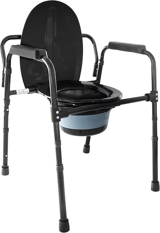 Chaise percée avec accoudoirs et seau amovible